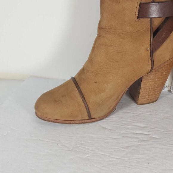 Rag & Bone Women's Harrow US6,5 EU37 Tan Suede Cap Toe Heel Ankle Boots - Picture 6 of 14